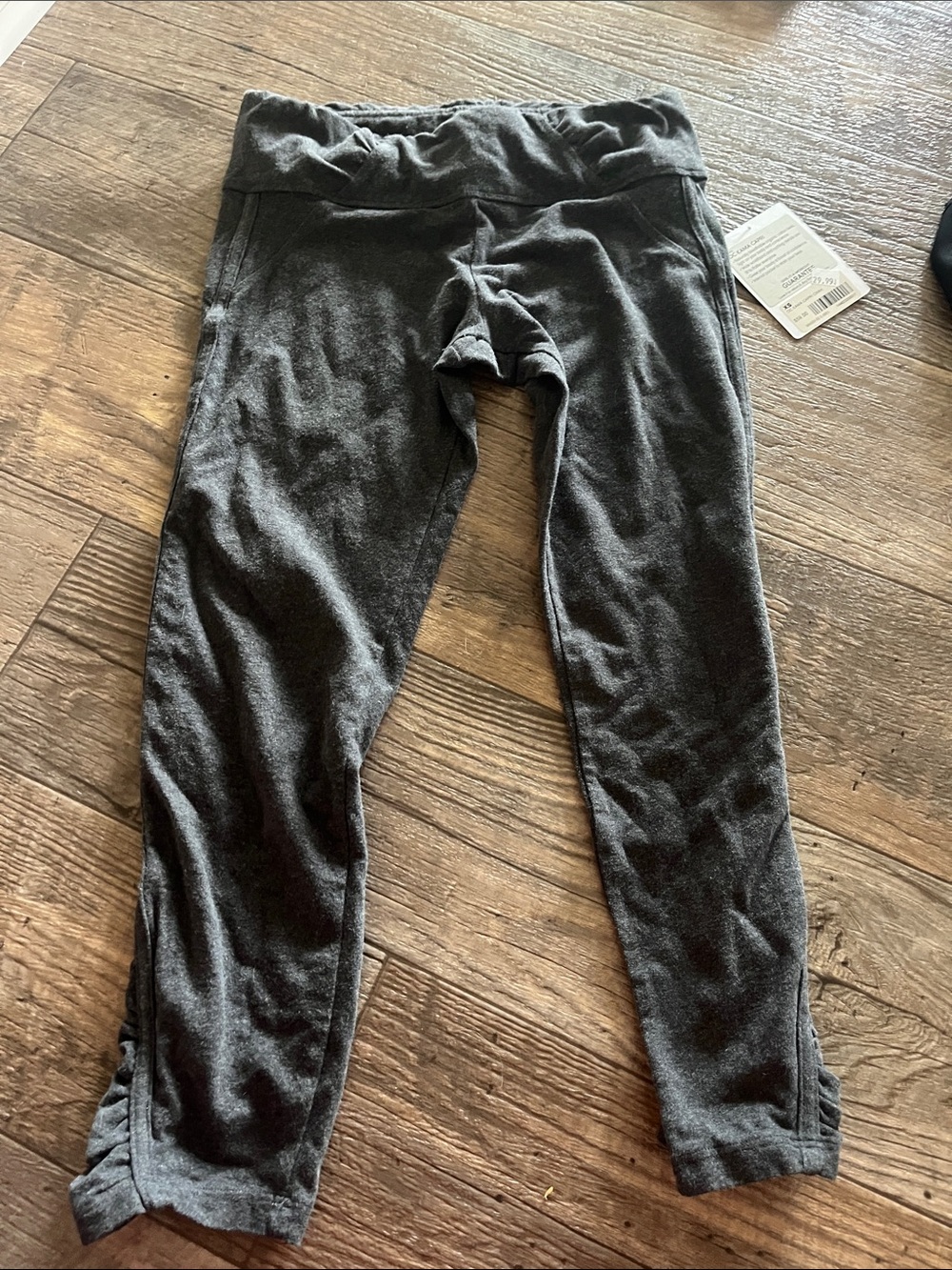 Athleta Kids Dark Gray Fold-Over Waist Leggings